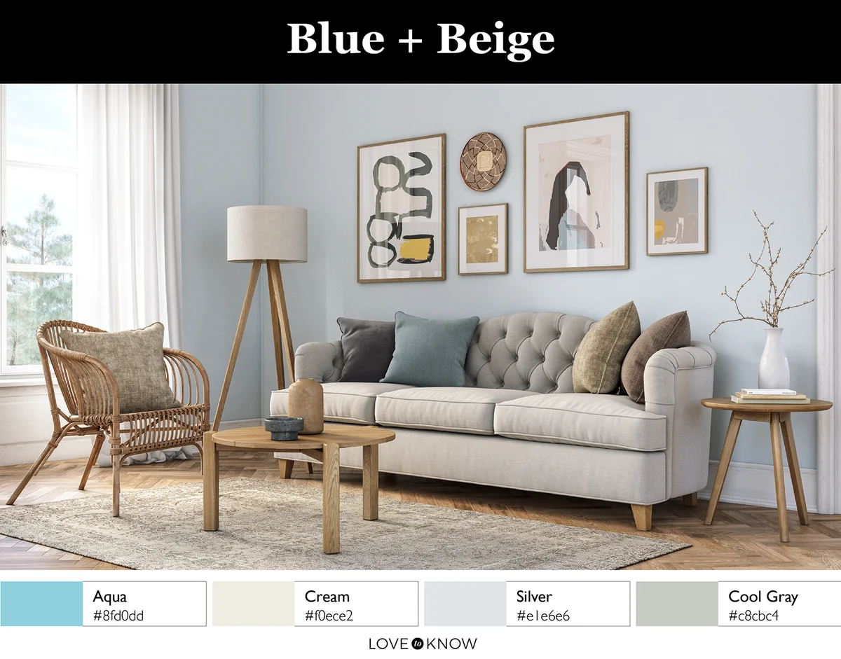Blue and beige living room