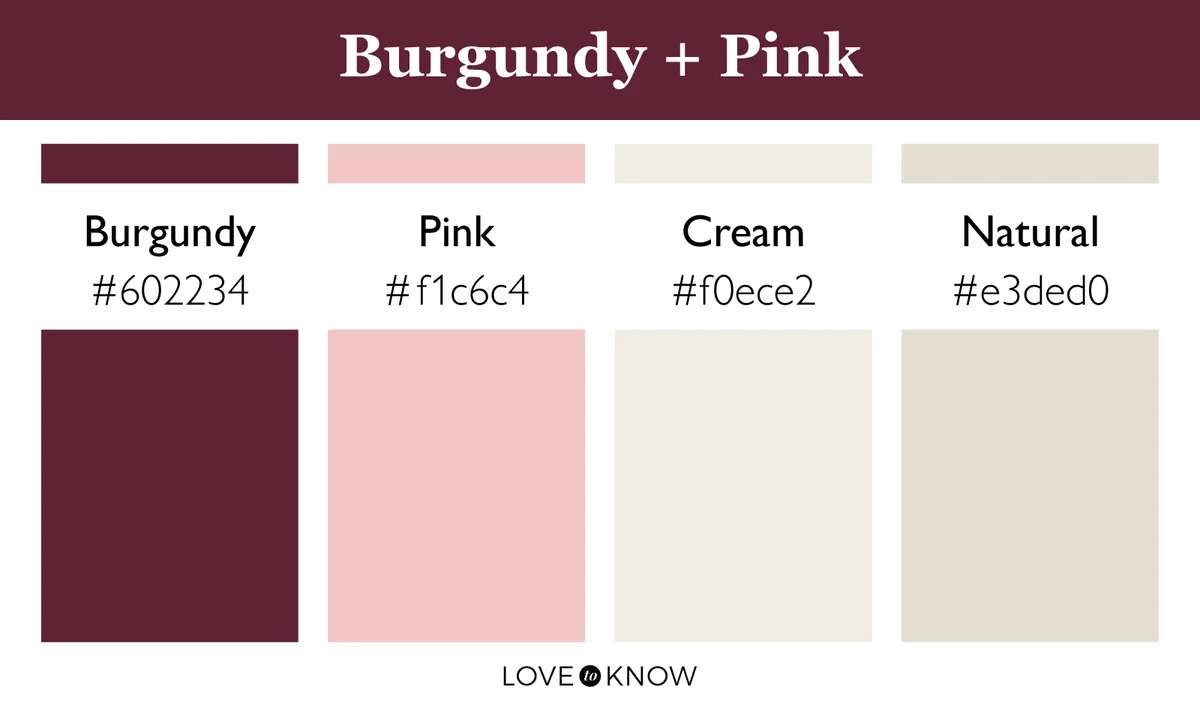 burgundy and pink color palette paint chips