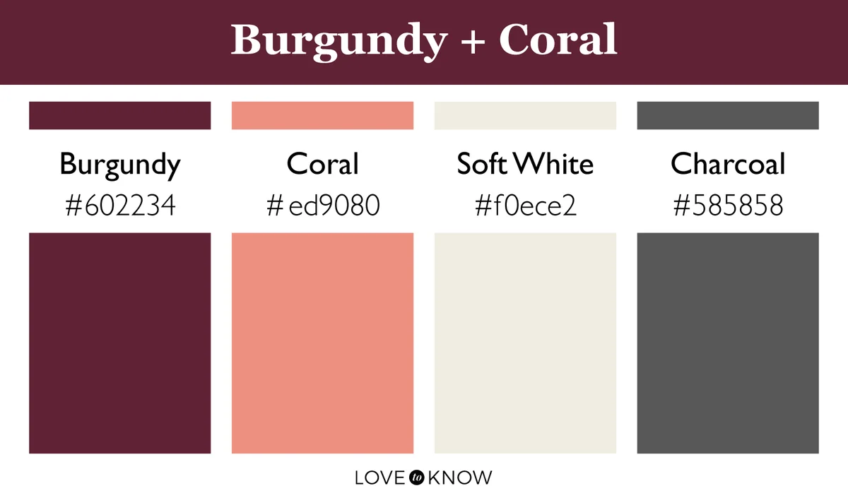 burgundy and coral color palette paint chips