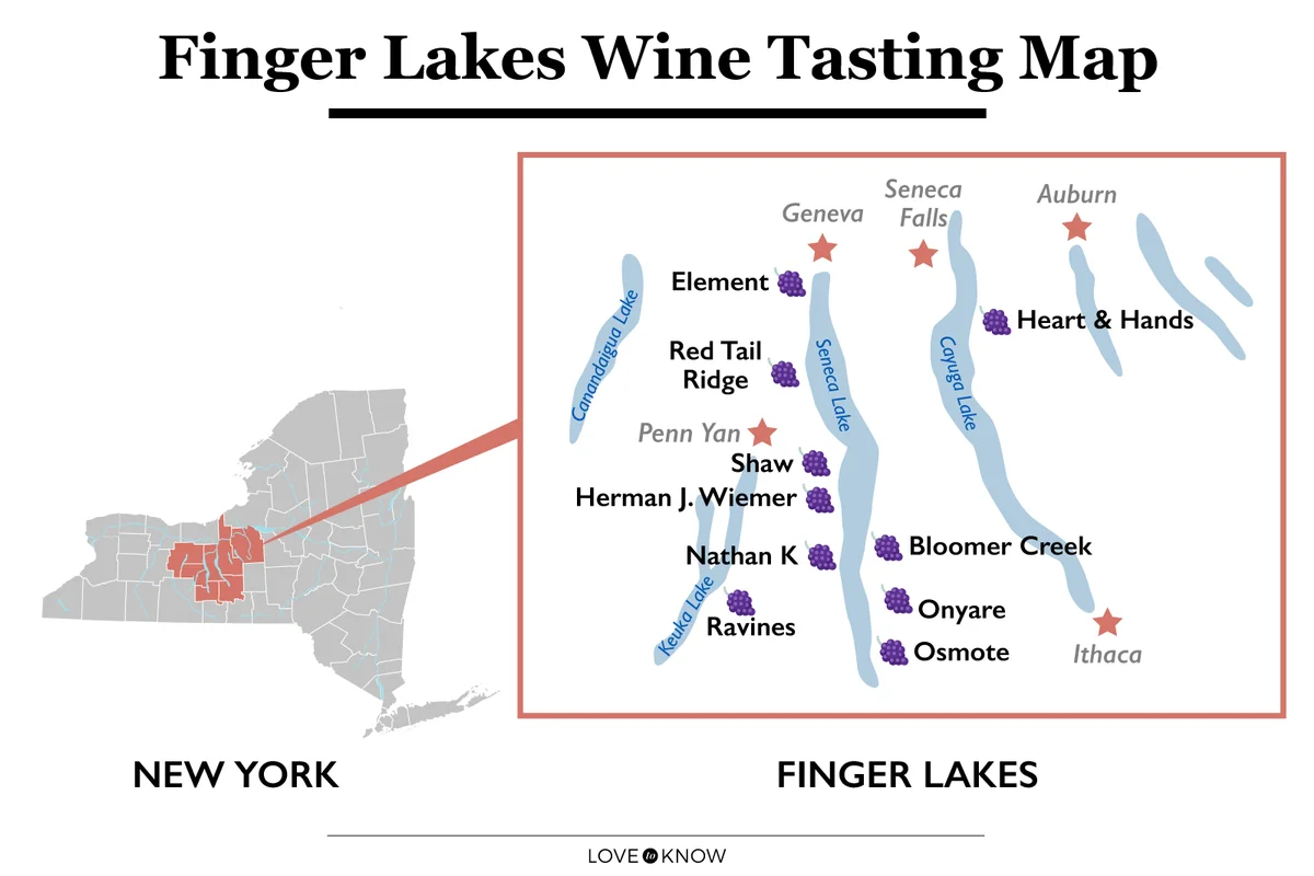New York Finger Lakes wine tasting map