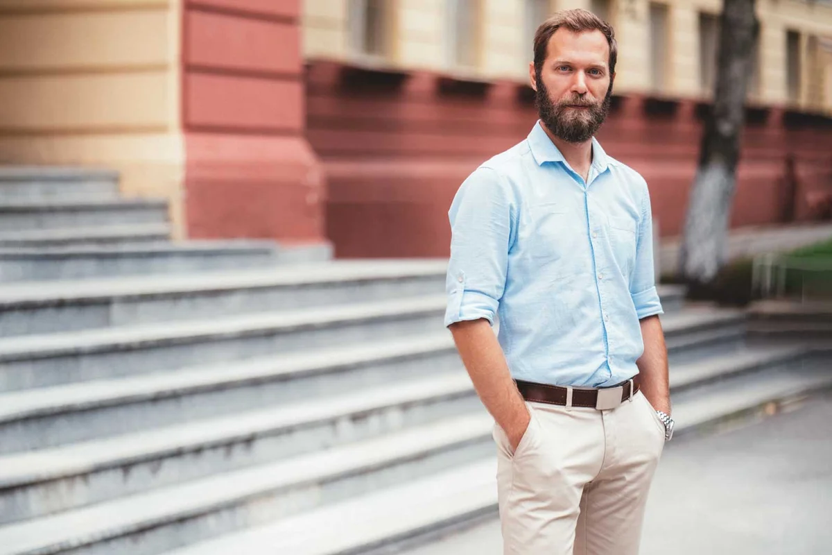 man in casual outfit for memorial service