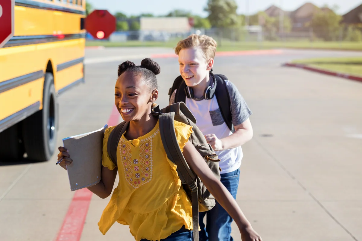 first day of school getting on bus