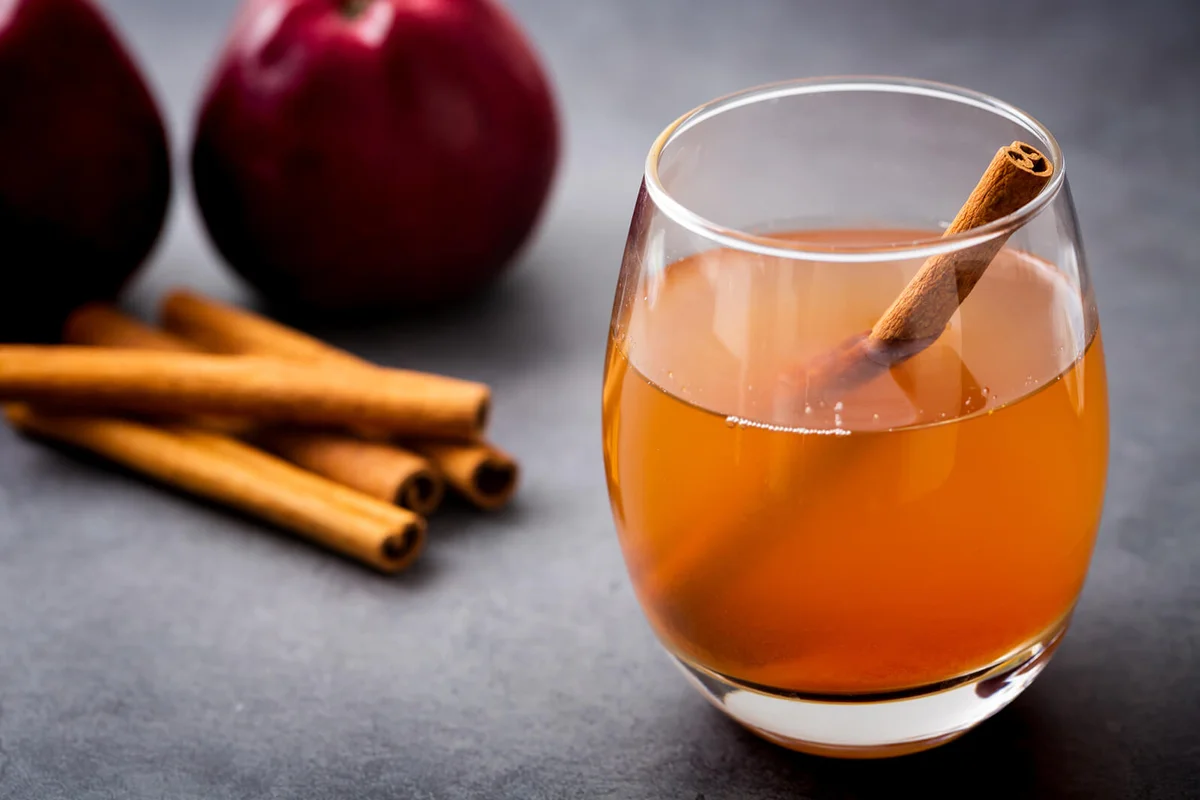 Hot Apple cider with cinnamon sticks