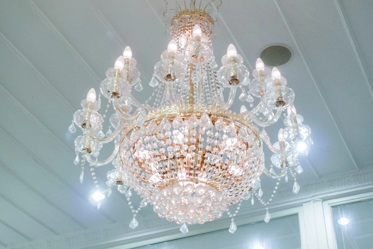 A vintage chandelier on the wall