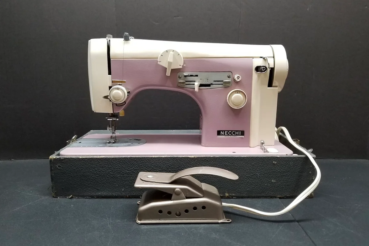 Vintage Sewing Machine Necchi Type 523 Very Rare Purple Color