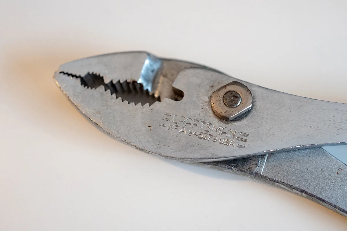 pliers with engraved logo for Craftsman brand tool | Getty Editorial Use