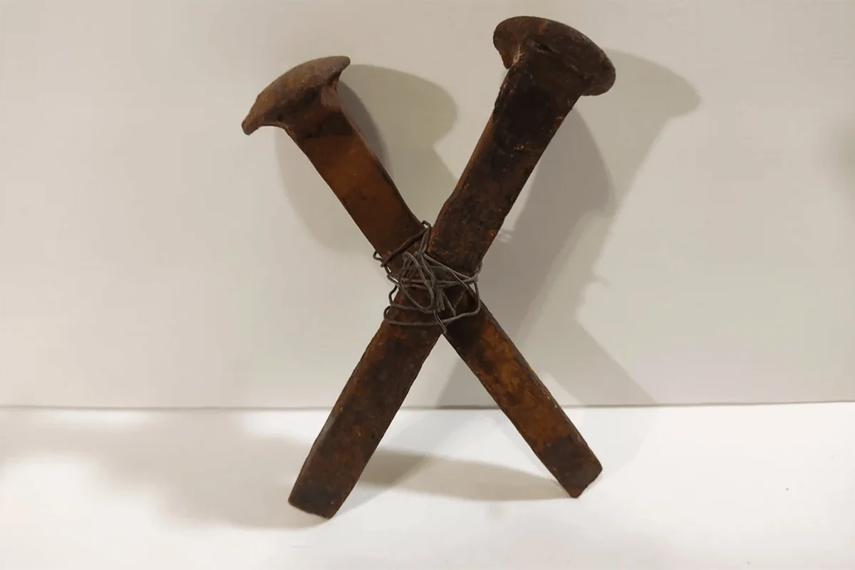 2 Large Rusty Railroad Spikes