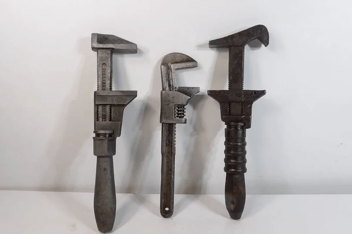 Lot of 3 Antique Monkey Railroad and Farm Pipe Wrenches 2-12" 1-11"