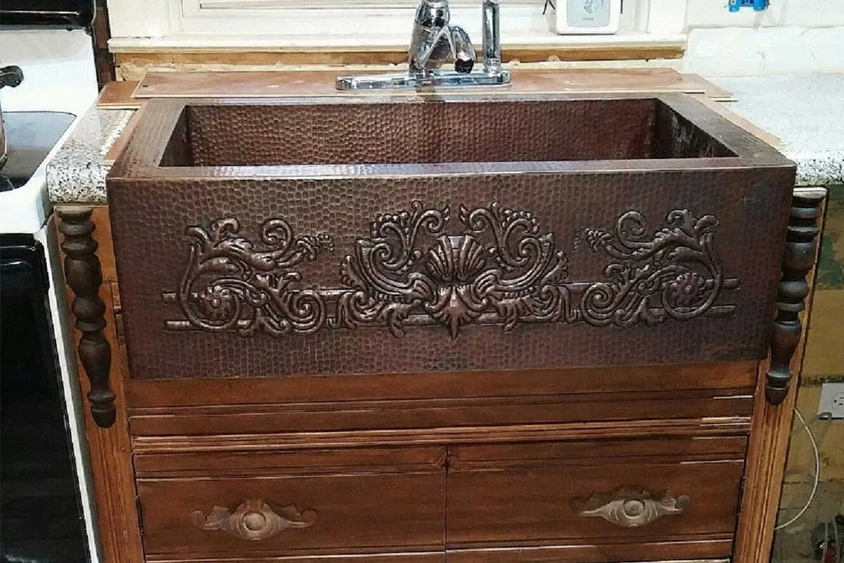 apron front sink antique dresser