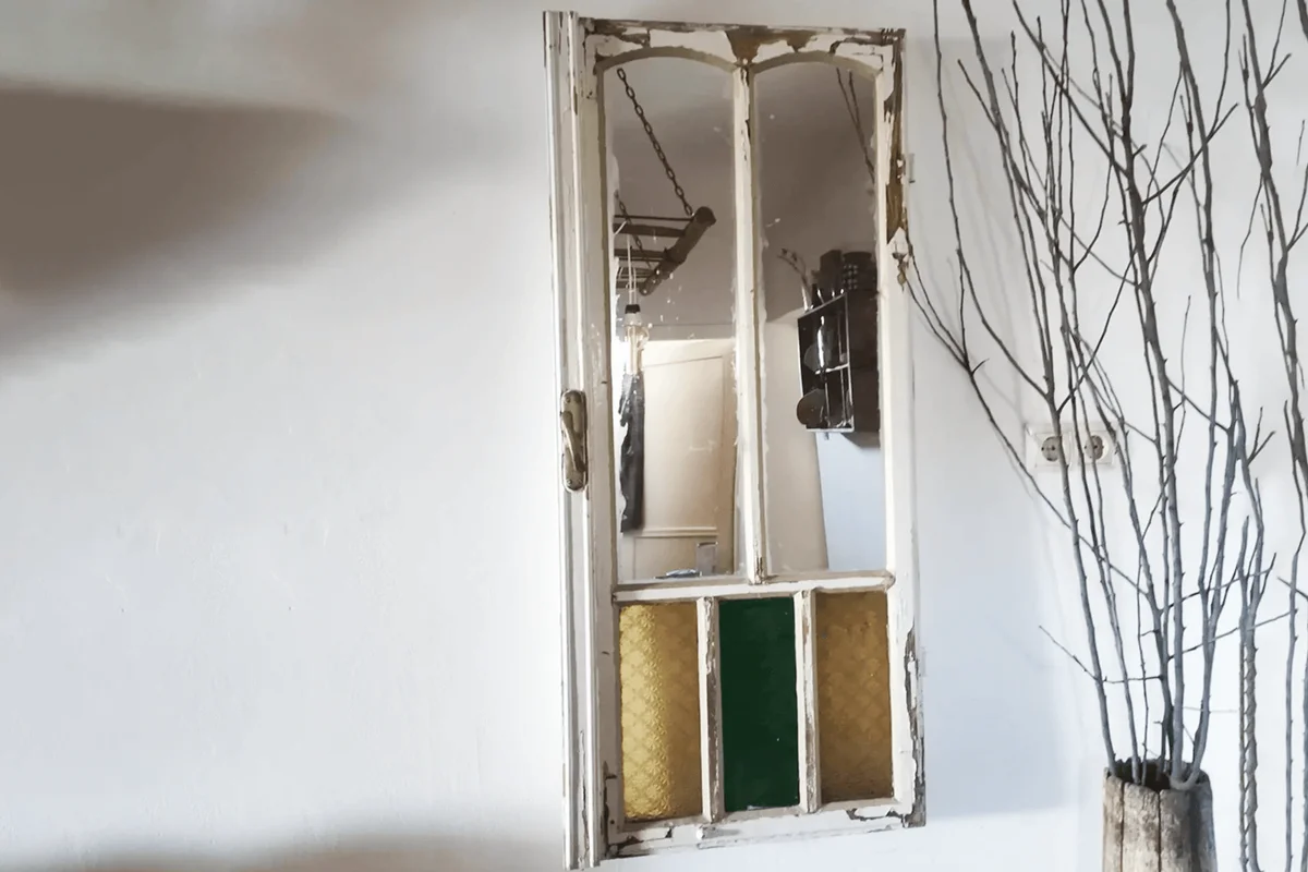 French Wine house Rustic old window frame mirror chippy painted vintage conversion