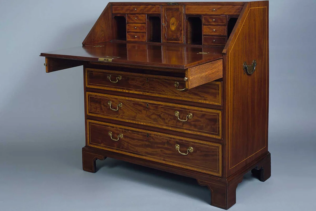 Edwardian drop leaf desk with satinwood inlays