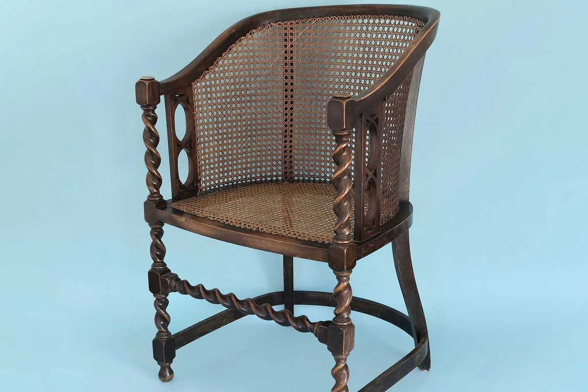 Edwardian Barley Twist Corner Chair With Cane