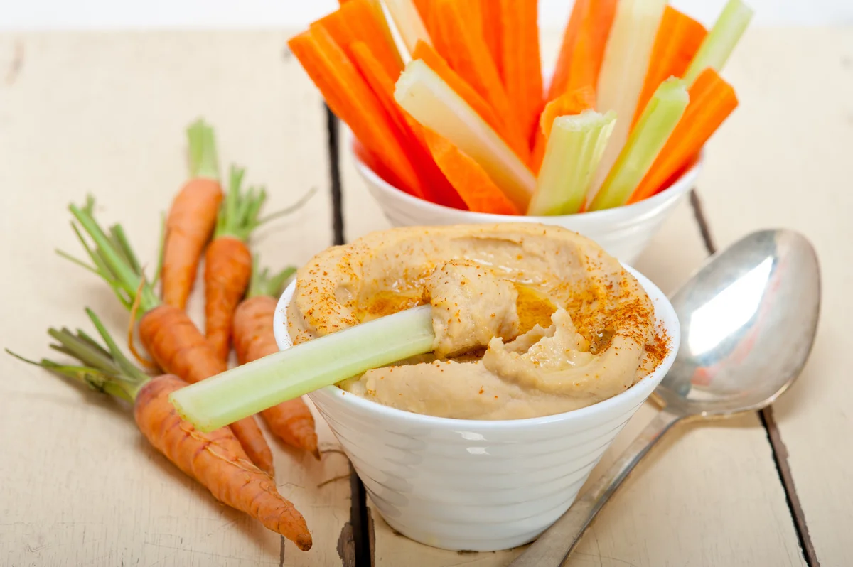 hummus with carrots and celery