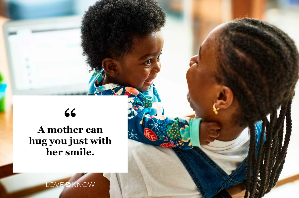 mother smiling at young son