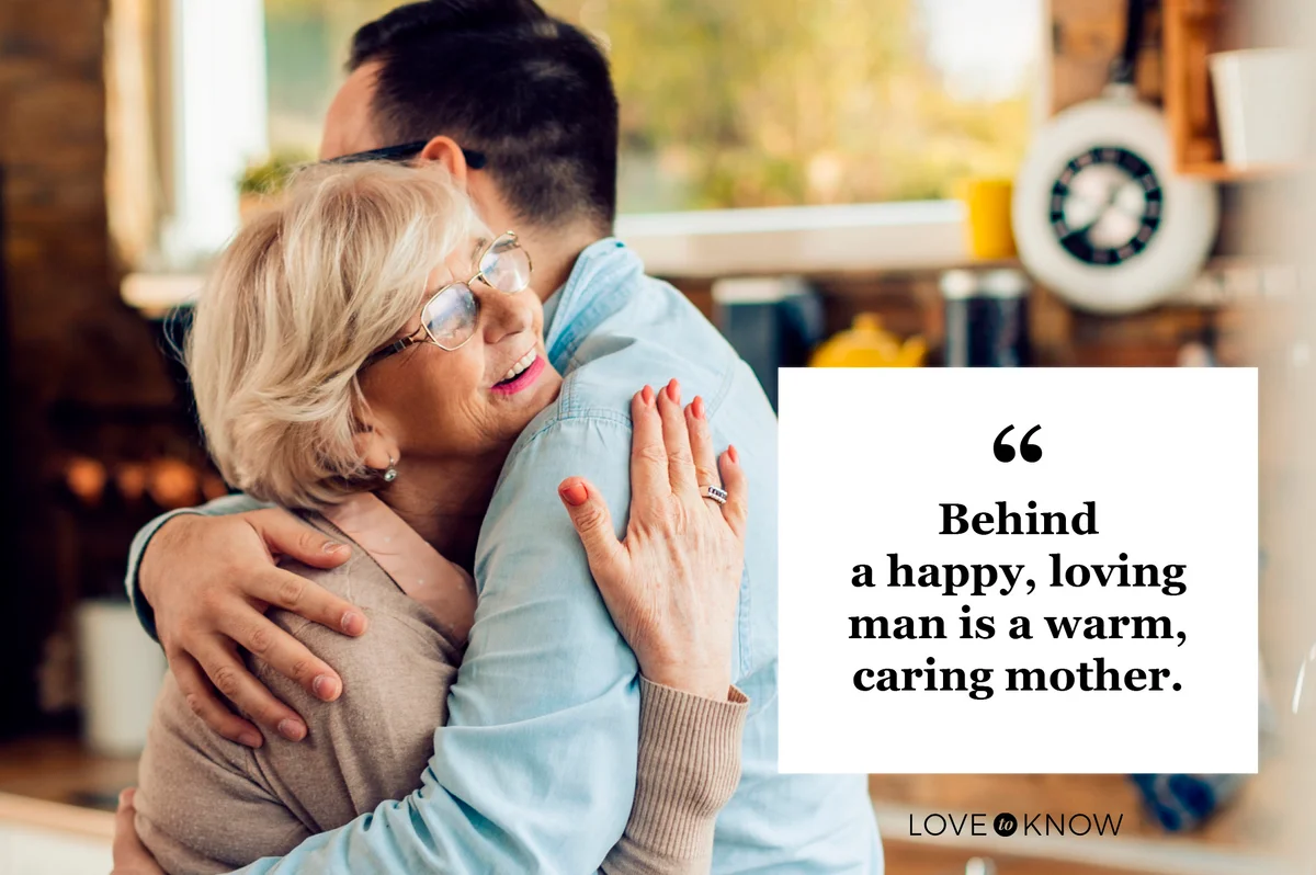 adult son hugging his mother