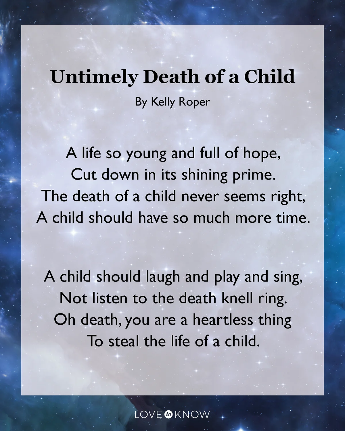 Untimely death of a child poem