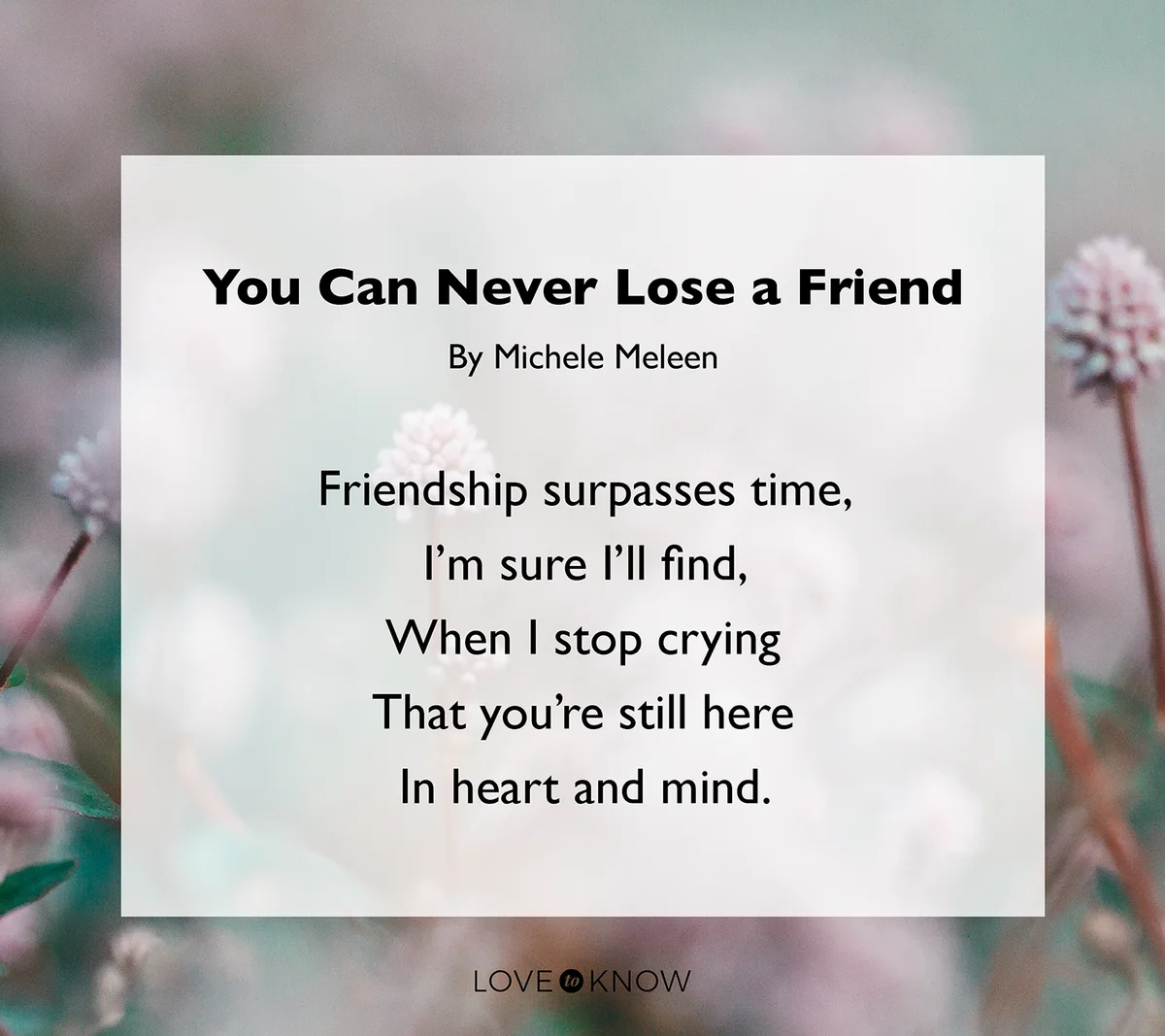 You Can Never Lose a Friend Poem