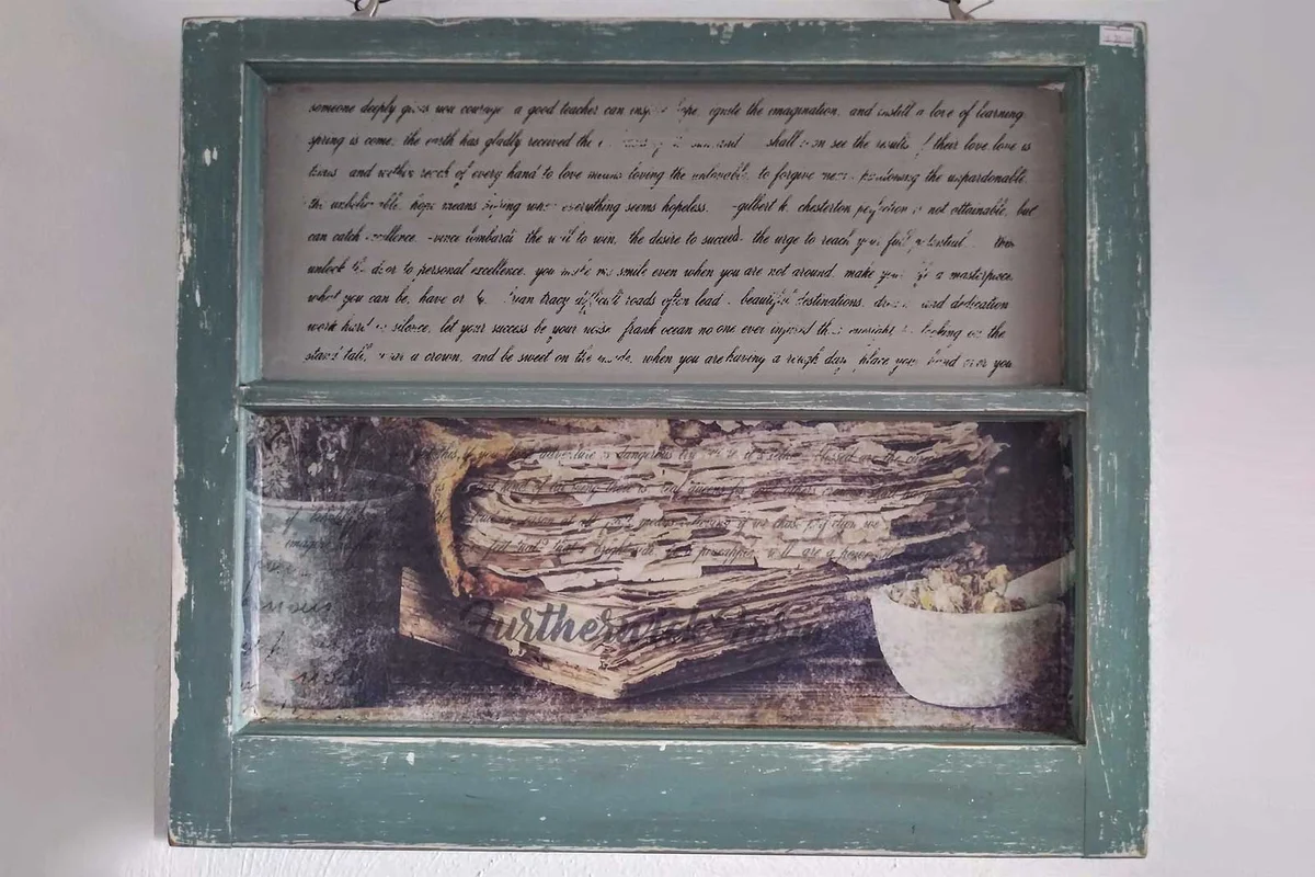 decoupage antique window frame