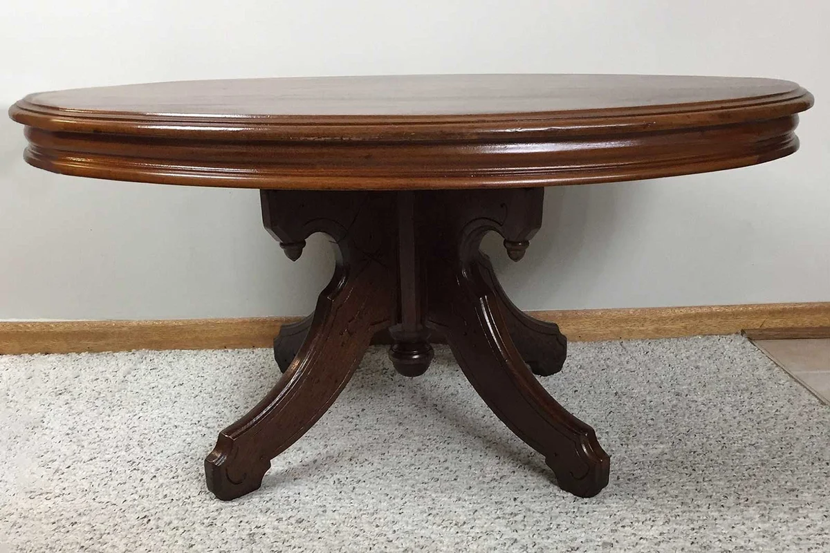 Antique Victorian Eastlake Walnut Oval Cocktail Table