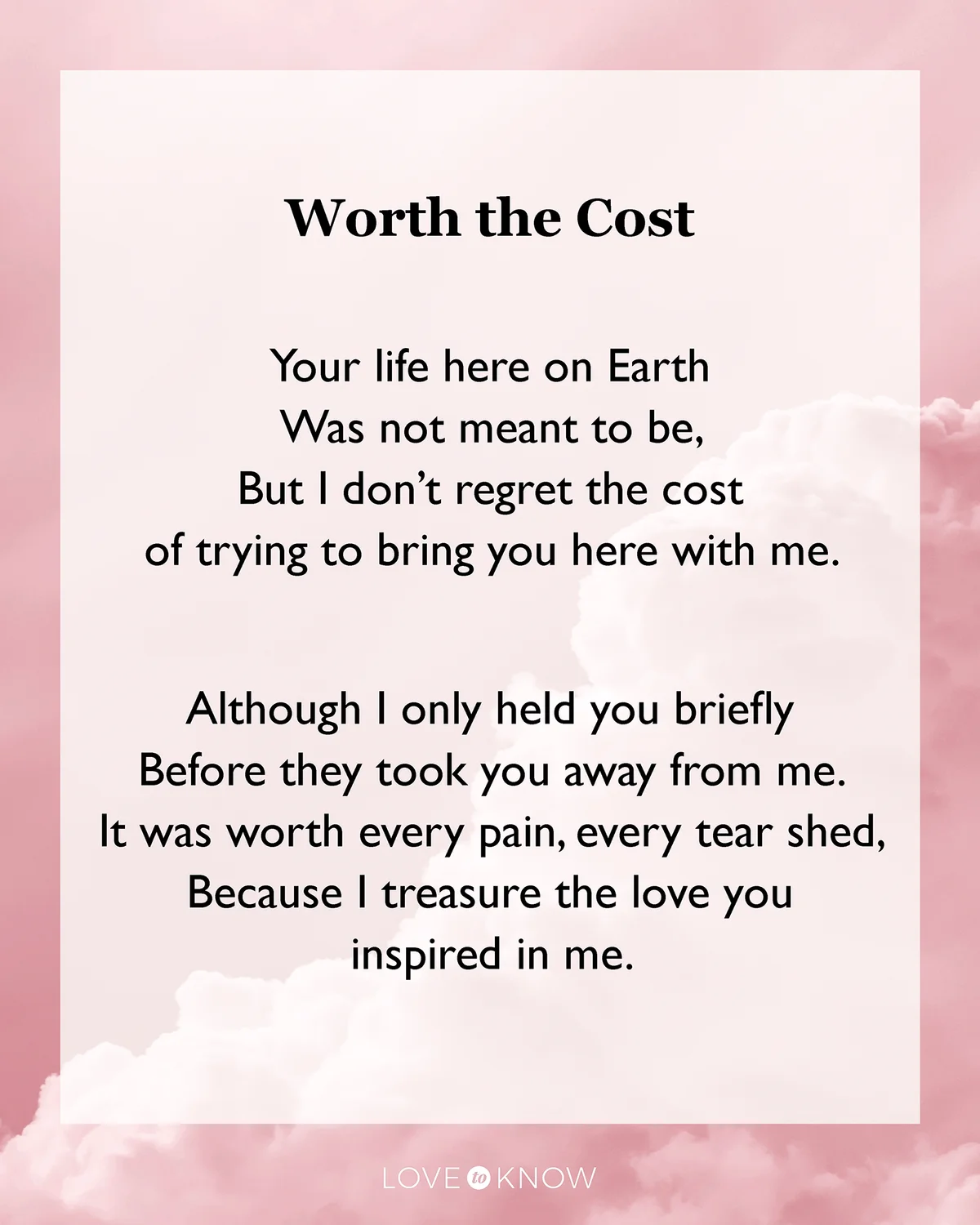 Worth the cost poem