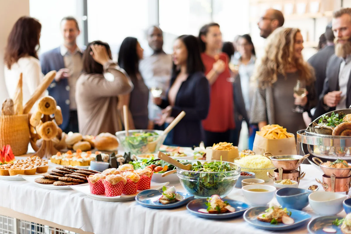 Food spread at a party