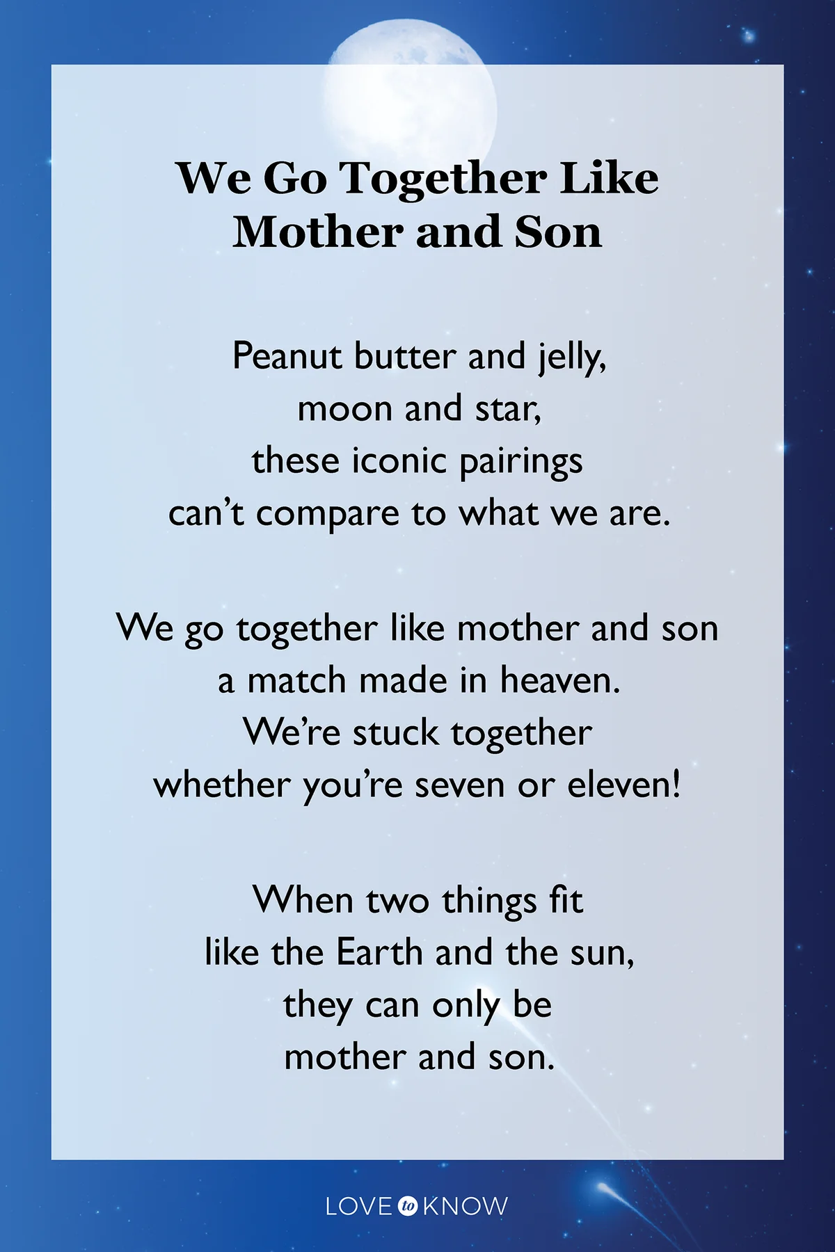 We go together like mother and son poem