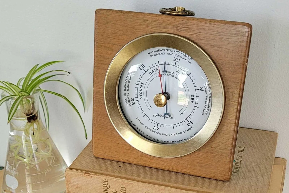 Midcentury Barometer Airguide wood square