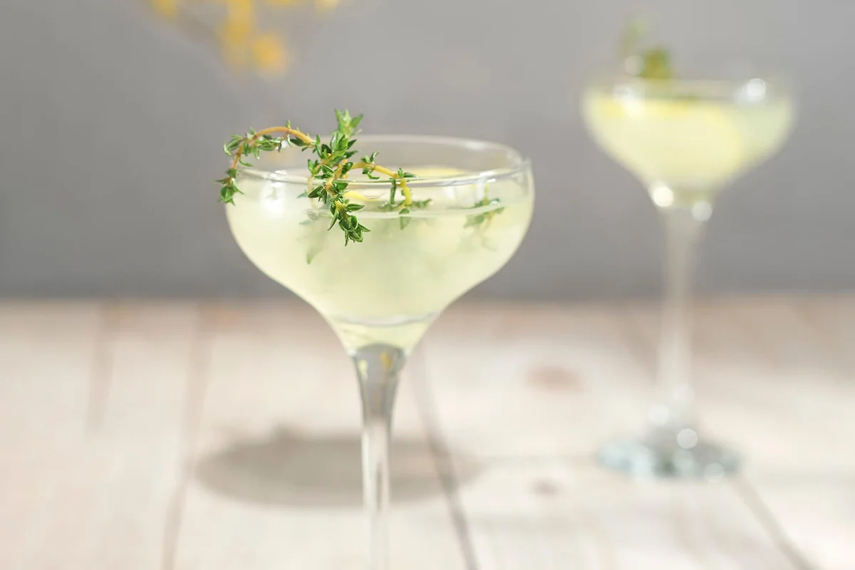 Glass of bees knees gin cocktail