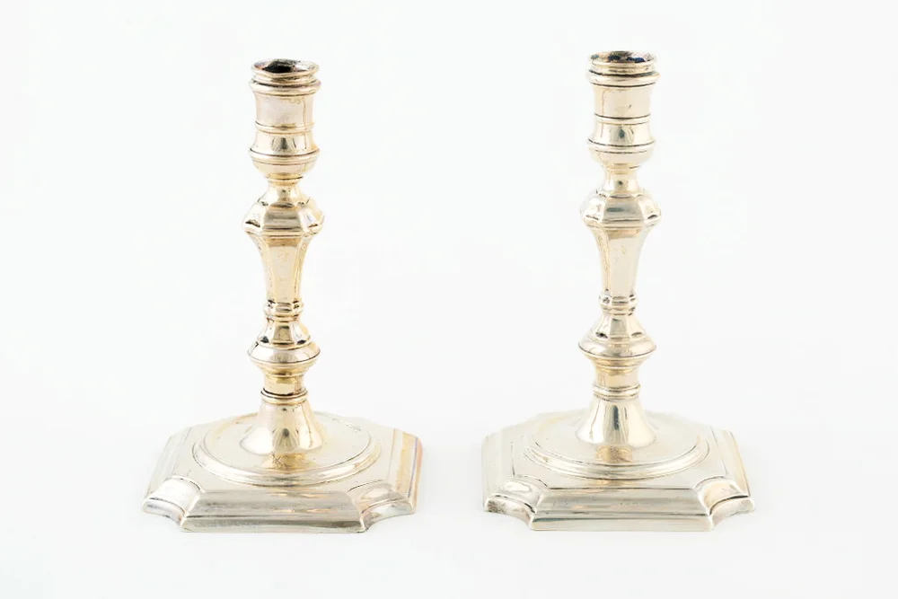 Pair of brass taper holders