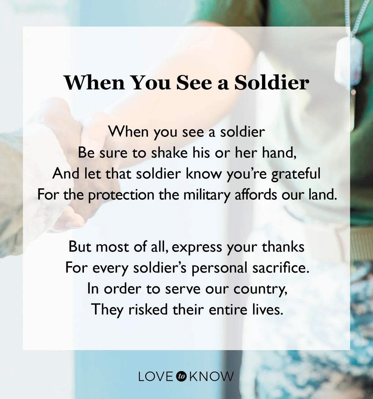 Poem for a soldier shake their hand