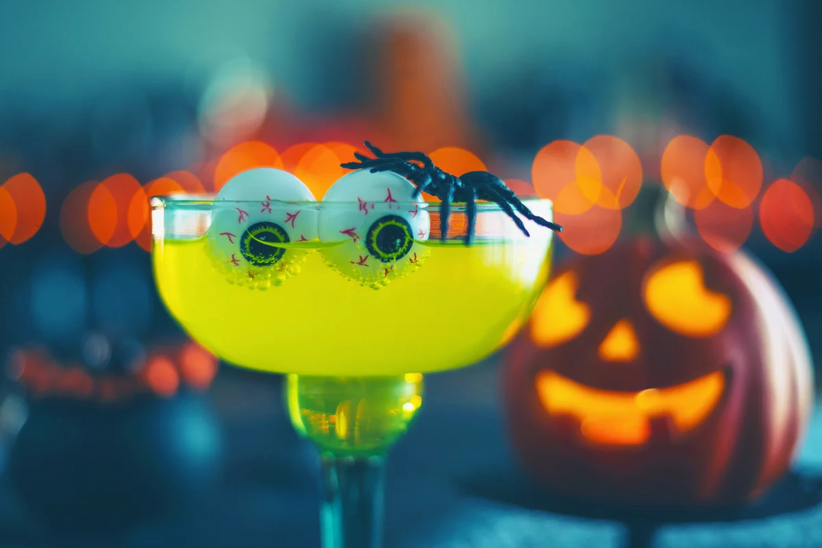 Halloween drink with spider