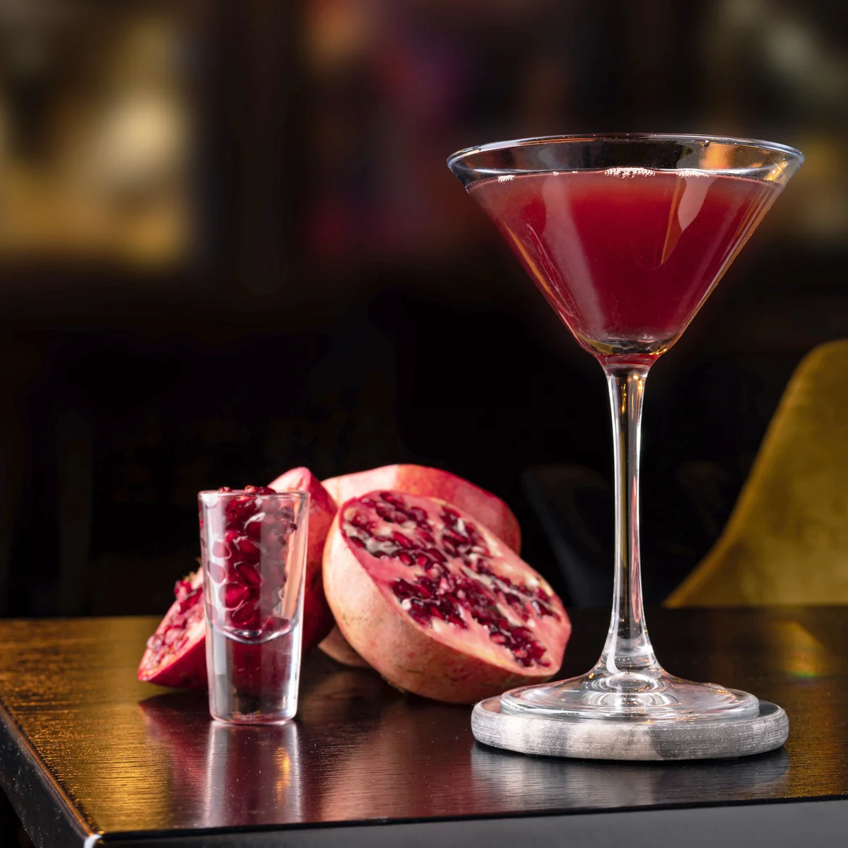 Pomegranate Martini in a night club bar