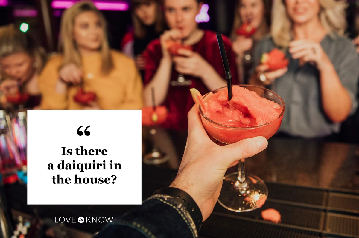 drinking quote friends at bar with strawberry daiquiris