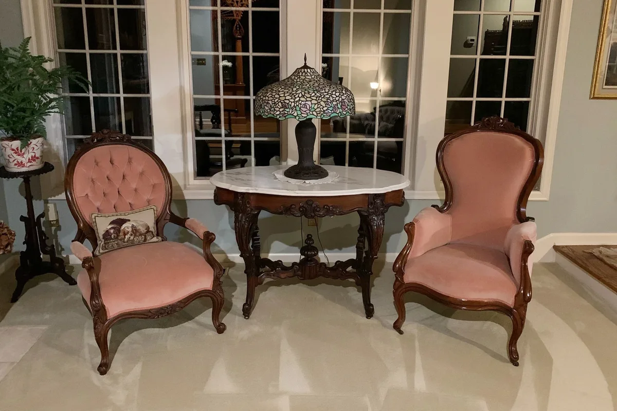 Victorian Lady & Gent Parlor Chairs