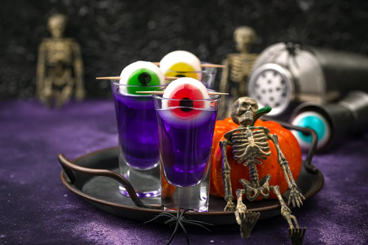 Halloween purple shots with eyes