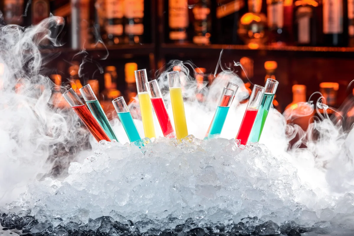 Colorful cocktails in a test tube