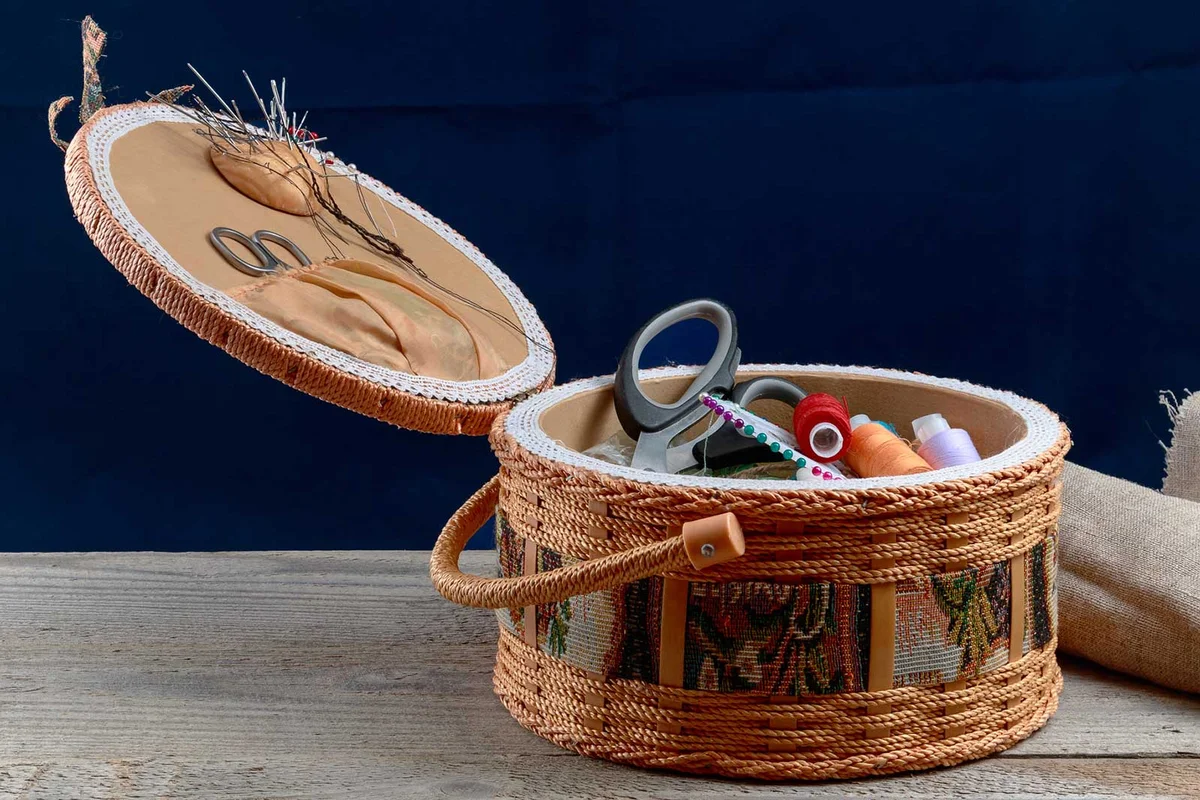 vintage wicker sewing basket