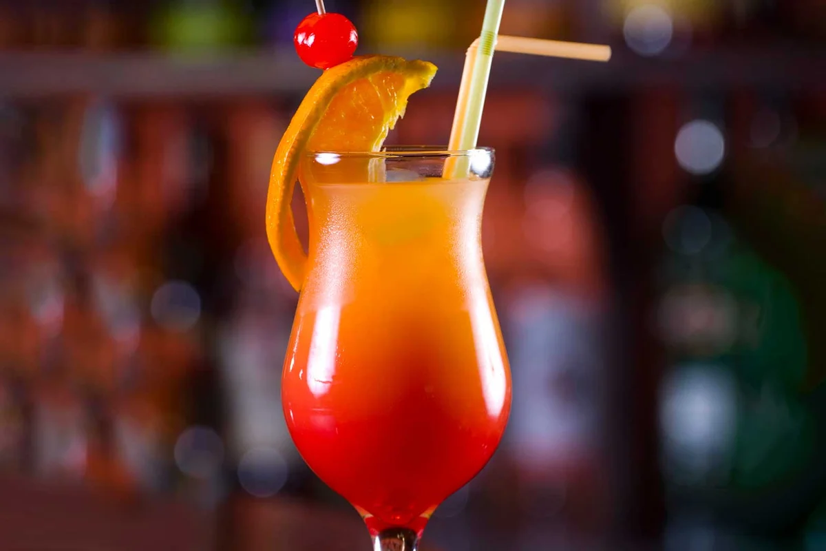Blood Sunrise Halloween tequila cocktail