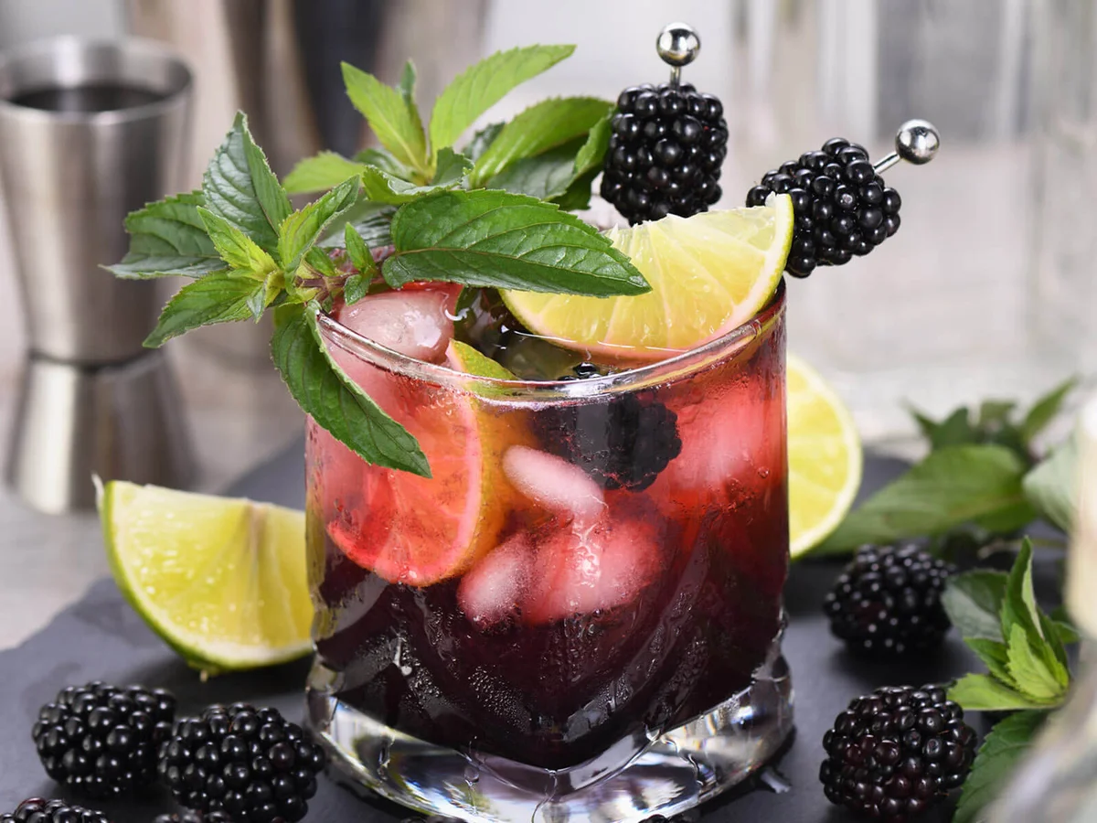 Blackberry summer mojito cocktail