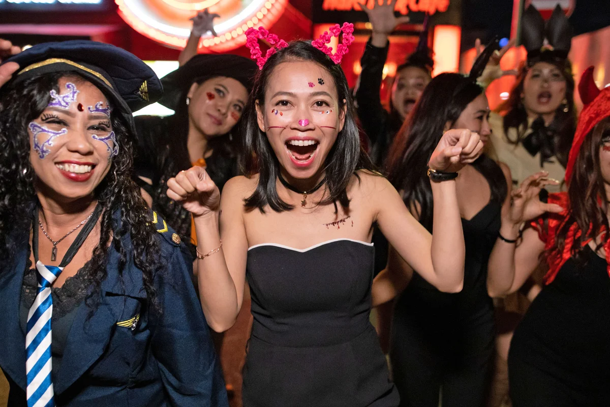 Adults celebrating Halloween in Japan