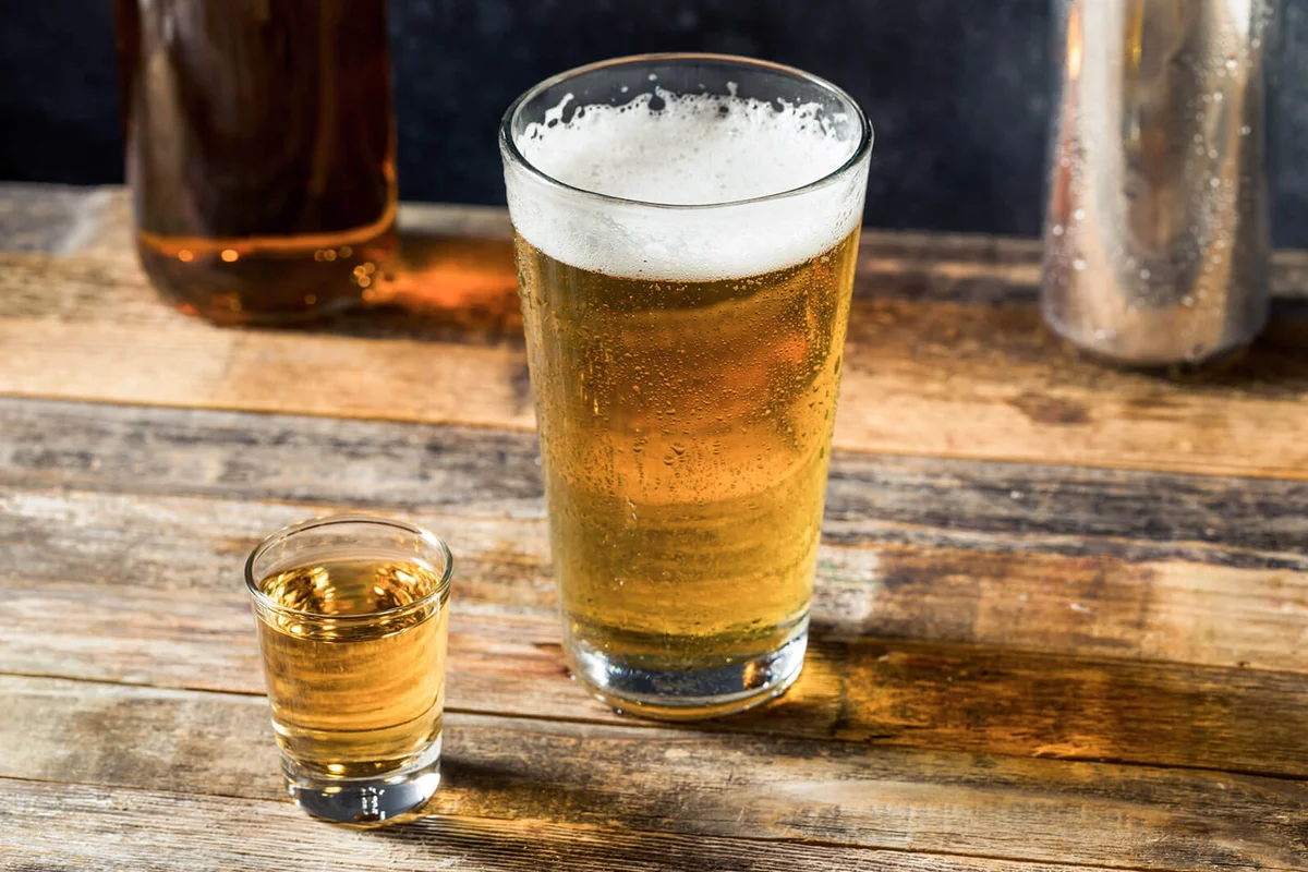 Refreshing Boozy Chicago Handshake Beer and a Shot