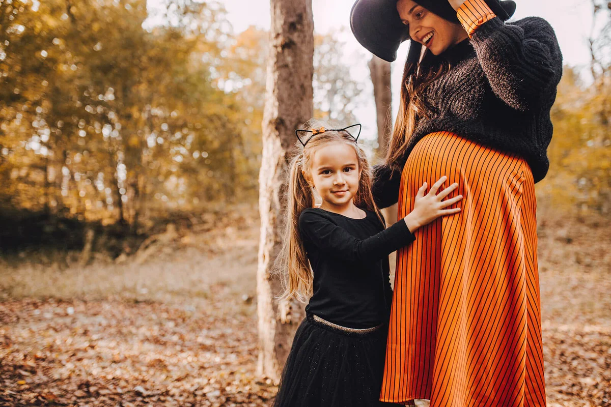 Daughter and her mom ready for the Halloween