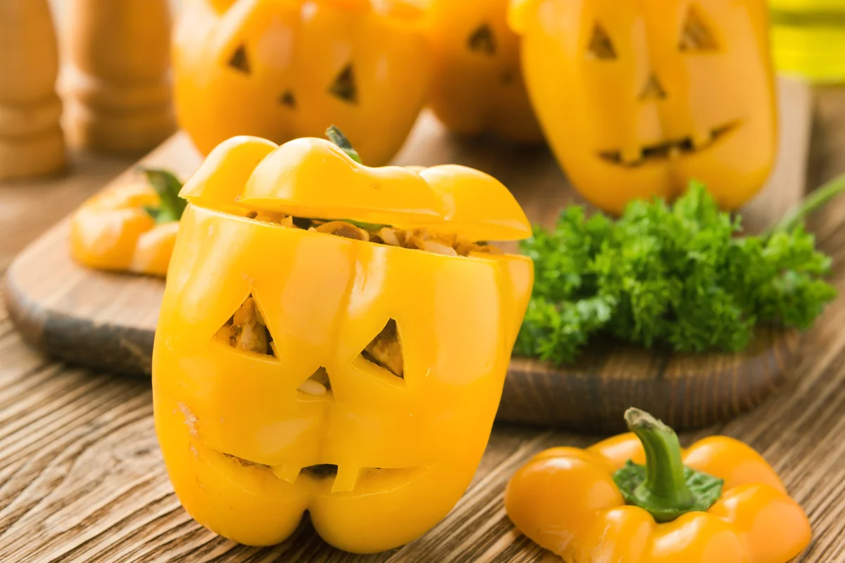 Halloween dinner stuffed peppers
