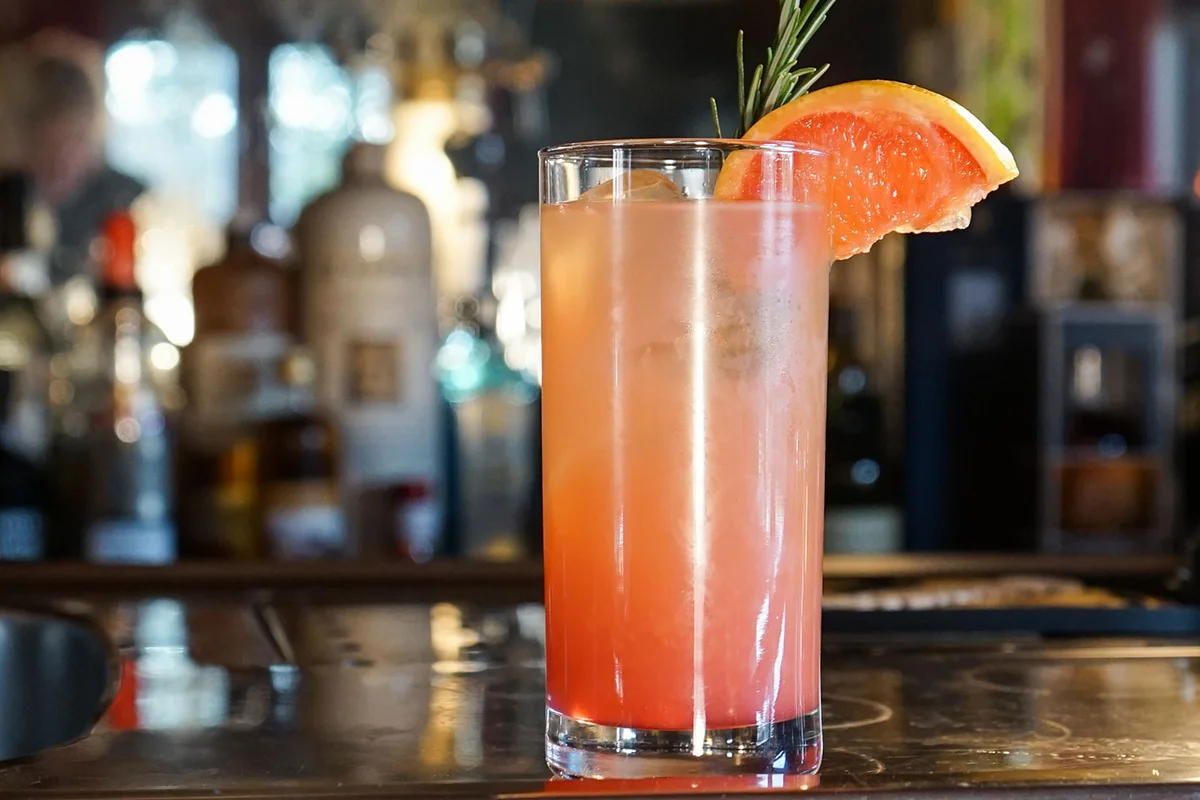 Paloma cocktail at bar