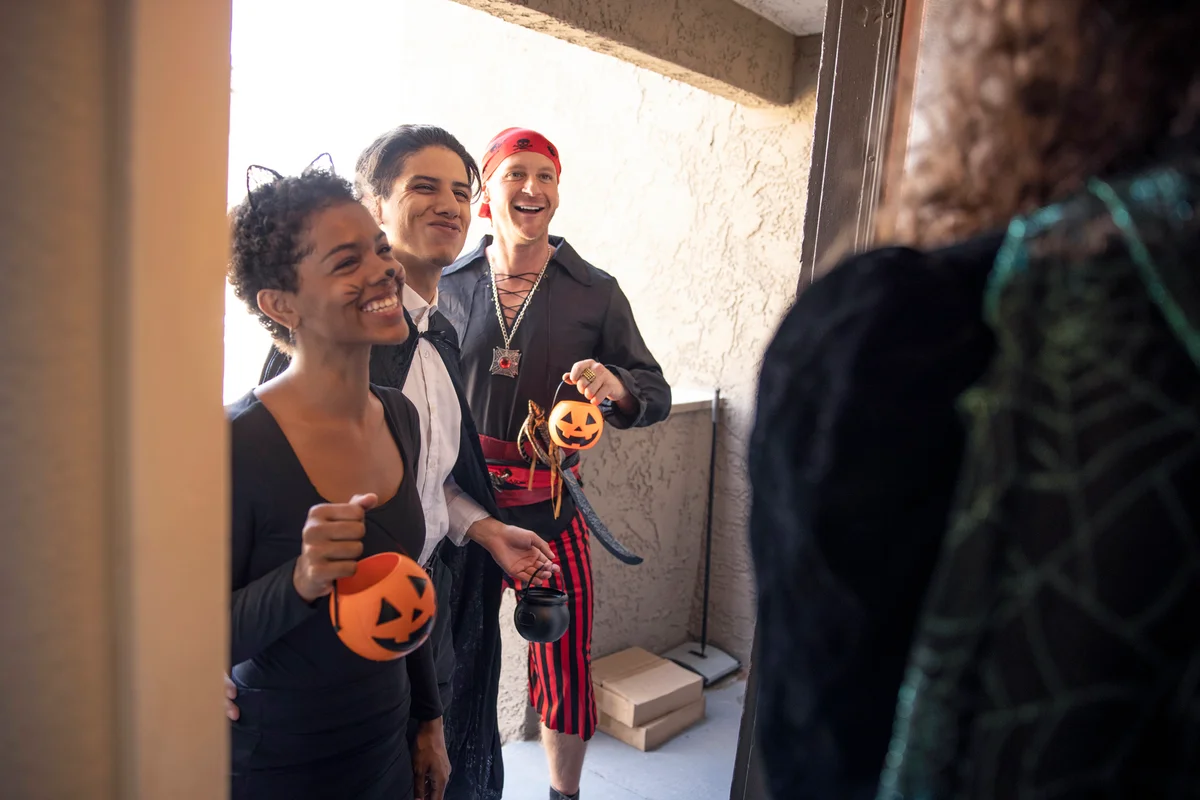 A group of friends celebrating Halloween