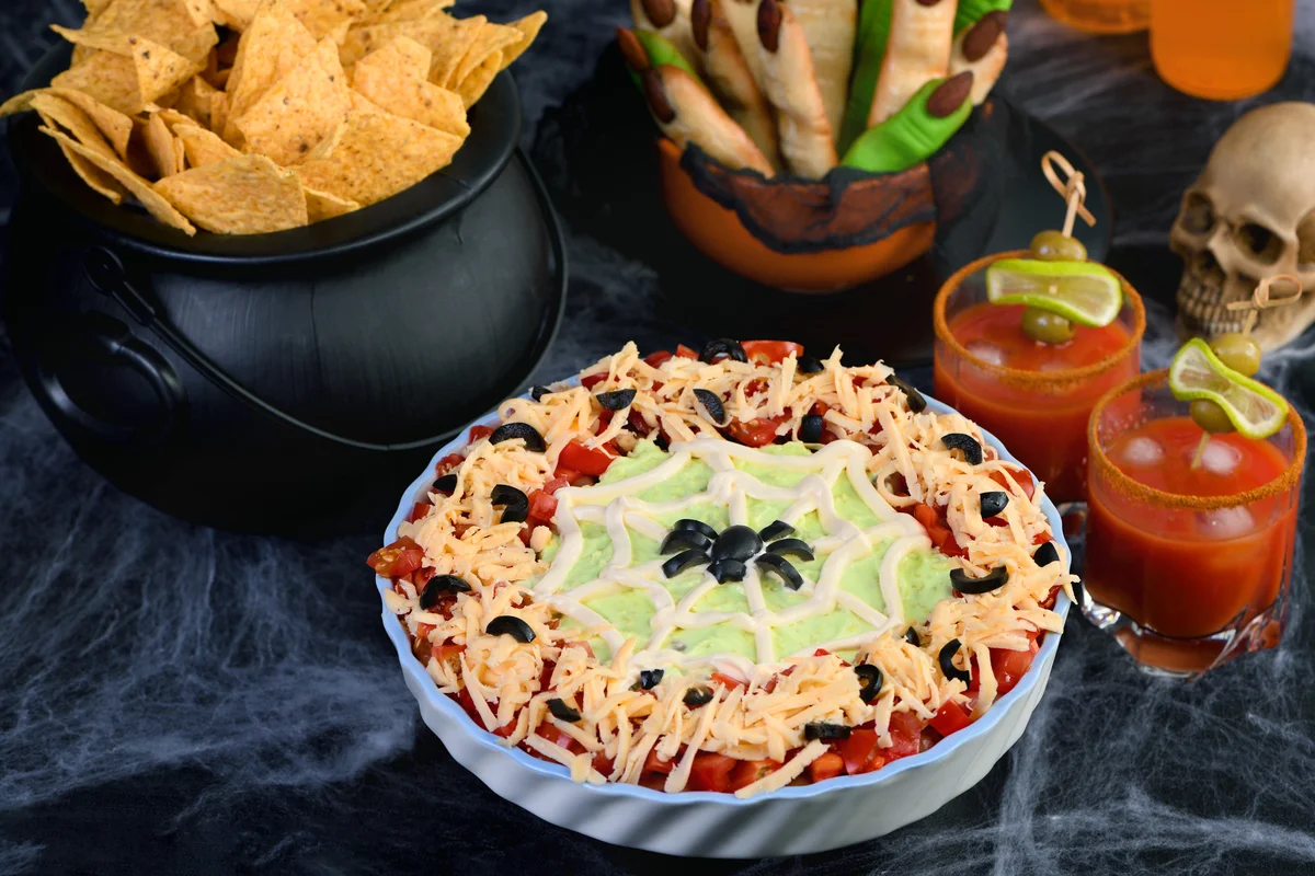 Spooky Halloween Seven Layer Taco Dip