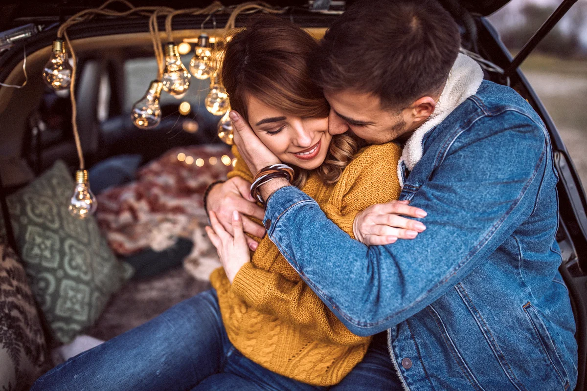 Lovely Couple Having Romantic Day In Camper