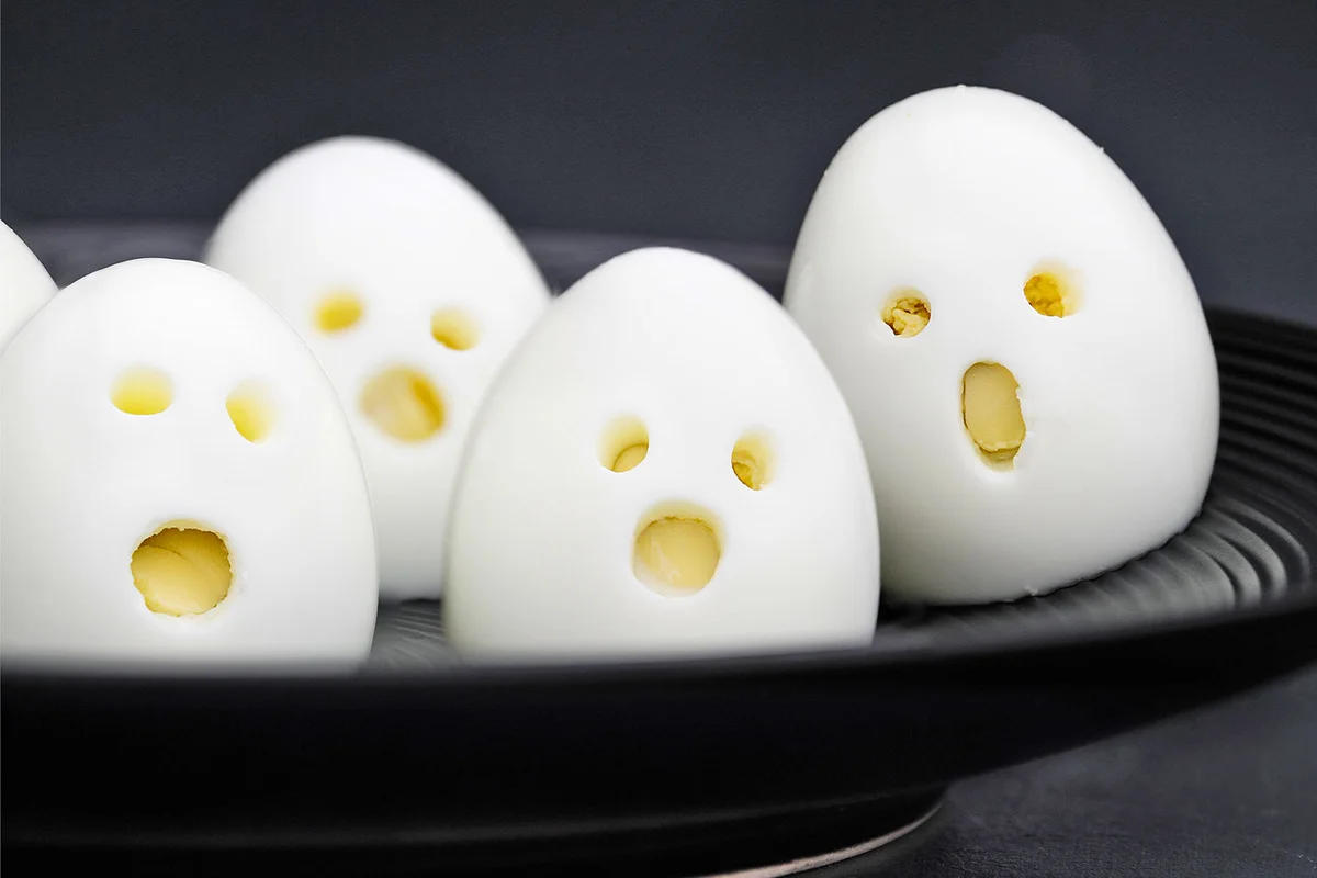 Halloween Boiled Ghost Eggs