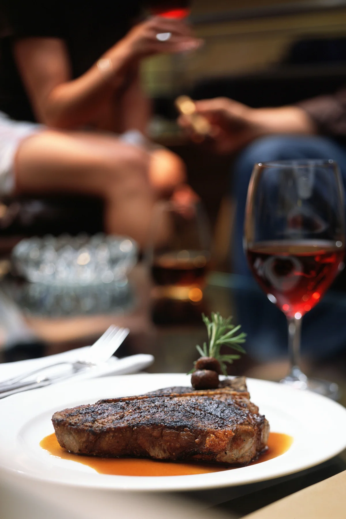 Grilled t-bone steak and red wine