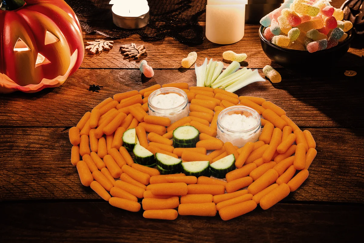 Veggie pumpkin on Halloween table